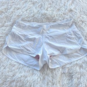 White Lululemon Speed Shorts